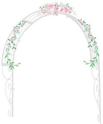 Enrejado de jardín de Metal Blanco - Soporte de Pared para Plantas trepadoras, Arco de Hierro Forjado para Hiedra, Rosas y pepinos - Decoración de Exterior para floreros