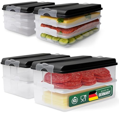 Novaliv Frischhaltedosen (6x klein + 4x groß + 4x Deckel), stapelbar für Kühlschrank & Gefrierfach, Vorratsdosen Set Aufbewahrungsbox Organizer, für Aufschnitt Wurst Käse Obst Gemüse Meal-Prep