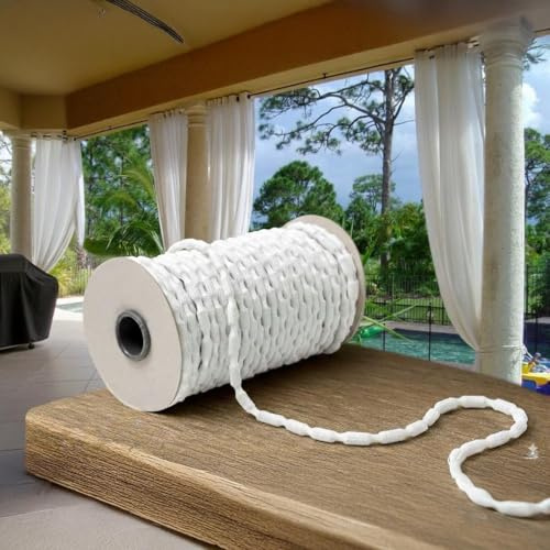 Byour3 BY3 - Pesos para Cortinas Resistentes al Viento - Cuerda de Plomo Superresistente de 70 g/m para Cortinas Telas Mosquitera Lastre Trenzado Fácil de Coser (Blanco 10 Metros)