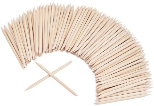 Palillo de Madera del Arte del Clavo, 200 Piezas Palos de Madera Naranja Doble Cara Palillos de La Cutícula del Clavo, Palillo de Madera del Arte del Clavo, 7.5cm