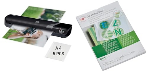 GBC Inspire+ Laminiergerät A3 Set für den Heimgebrauch, inkl 105 A4-Laminiergolien, Gerät für Visitenkarten-Größe bis zu DIN A3, Heiß- und Kaltlaminieren, Schwarz, 4402076EU