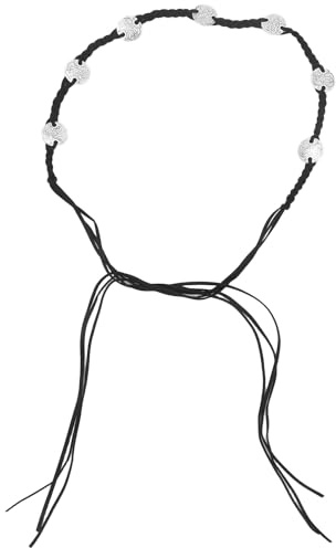 Healeved Accessorio Versatile in Microfibra e Metallo Donna Boho Intrecciata con Nappine Regolabile Design Etnico Retrò Nero per Festival Estivi e Vacanze