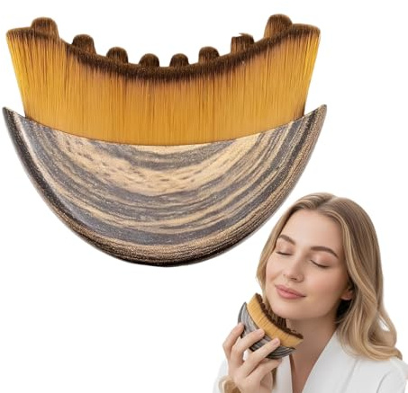 LQUYTA Spazzola per Massaggio Linfatico Viso, Lymphatic Face Brush con Coperchio, Spazzola Viso a Secco Setole Naturali, con Delicata Esfoliazione e Luminosità
