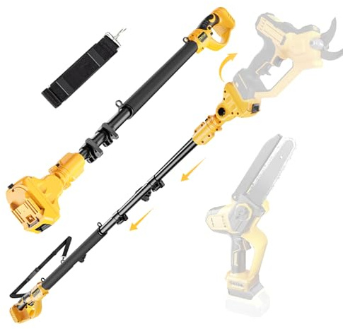 Electric Pruning Shears Extension Pole for Dewalt Cordless Pruner/Mini Chainsaw 20V Battery(Pole Only), 4.2-8.2FT Adjustable Telescopic Pole with 180°Rotating Head, Pole Pruner with Shoulder Strap
