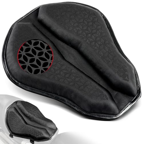 Amazicha Universal Motorcycle Gel Seat Pad, Motorcycle Seat Cushion, Large 3D-Honeycomb Structure Shake Rider Cushion TPE Shock Absorption and Breathable for Long Rides