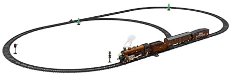Harilla Dampflokomotive, Spielzeugmodell, elektrisches Eisenbahnset, Lokomotivspielzeug, Partygeschenk mit Schienen, Rauch, Lichtern und Geräuschen für, Braun