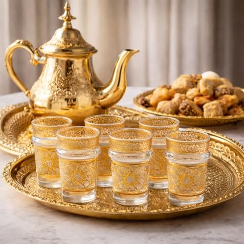 Saharashop Atay Cay - Set med 6 tekoppar, guld eller multifärg