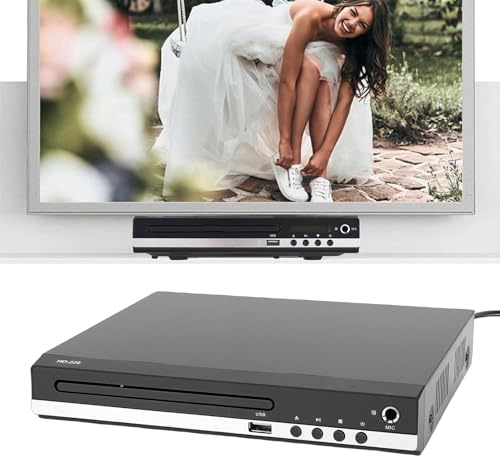 Jectse Lecteurs DVD pour Téléviseur avec HDMI, Lecteur CD/DVD Compact pour Smart TV, clarté HD 1080p, Contrôle de Lecture Intelligent, Lecture Multimédia USB, connectivité Polyvalente (Prise UE)