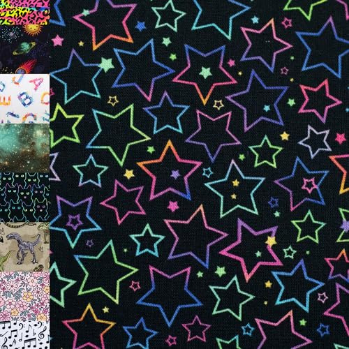 MAGAM-Stoffe Fabian Kinder Baumwollstoff ÖKO-TEX Meterware ab 50cm (Sterne Regenbogenfarben)
