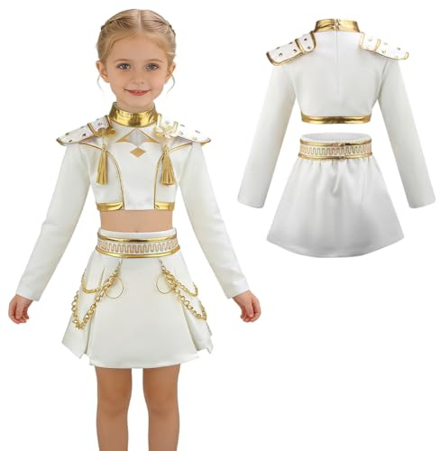 Piashow Costume d'Halloween pour enfants, costume d'Halloween pour groupes de filles, performance sur scène, anniversaire, Noël, carnaval, carnaval, fête – Ensemble 2 pièces pour filles