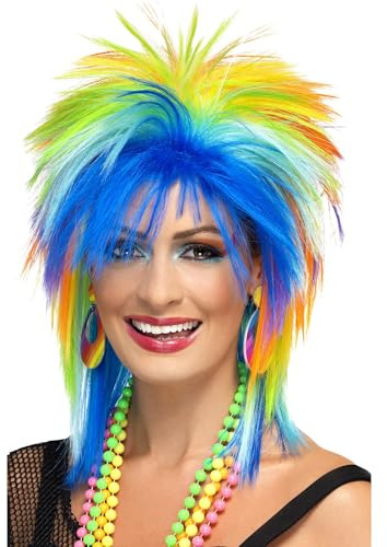 Smiffys 80er Regenbogenpunk Perücke, Mehrfarbig Halloween