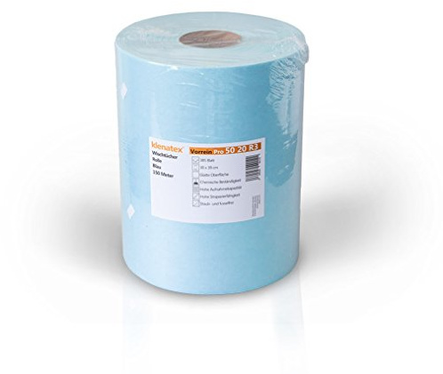 klenatex Wischtücher Putztücher Wischtuchrolle Vorrein Pro, 385 Blatt, 30x39 cm, reissfest, weiß/blau, Vorrein Pro 5010R3/5020R3 (Blau)