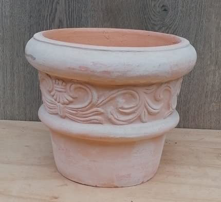 Blumentopf echt Terracotta Durchmesser ca.26 cm, Blumenkübel Pflanzgefäß für Garten Terracotta Mediterran