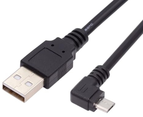 chenyang Câble de charge de données Micro USB 2.0 Type 5 broches coudé à 90 degrés vers USB 2.0 Type-A pour téléphone, ordinateur, appareil photo (50 cm)