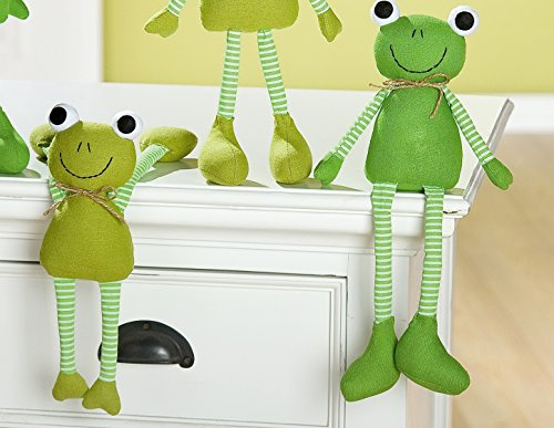 1 x Frosch Froggy hängend textil Höhe 30 cm, Frogg, Hängetier, Kantenhänger, Tischdeko, Geschenk (hellgrün)