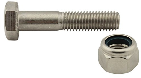 SC-Normteile® | Sechskantschrauben mit Schaft und Sicherungsmuttern (hohe Form) - M5x90 - (5 Stück) - Maschinenschrauben/Stoppmuttern - DIN 931 / DIN 982 - Edelstahl A2 (V2A) - SC931 / SC982