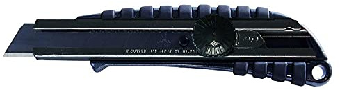 NT Cutter Ganzmetallcutter PMGL-EVO2 (Cutter-Messer mit Rädchen, inkl. 1 Klinge, gummierter Griff, Klinge schwarz 30°) 490015