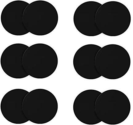 Ozgoe Happy Bell (12 Pack) Mini Mount Metal Plate with Adhesive for Collapsible Grip & Magnetic Phone Car Mount Holder Cradle (Compatible with Magnetic Mounts),Black