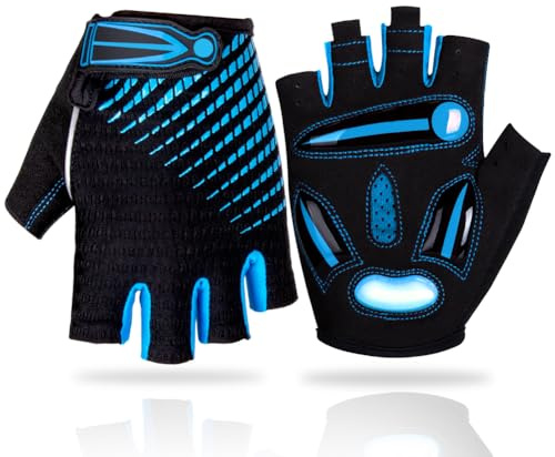 LUROON Fahrradhandschuhe Halbfinger Atmungsaktiv Rutschfestes Stoßdämpfende Kurz Gel Sommer MTB Radhandschuhe für Herren Und Damen