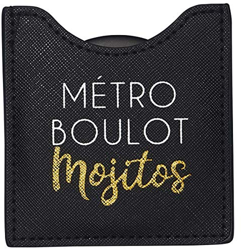 DRAEGER PARIS 1886 – Espejo Metro con pomo mojitos – Espejo Redondo de Bolsillo para Llevar a Cualquier Parte cumpleaños o Cualquier ocasión – Dimensiones: 8,5 x 8 cm