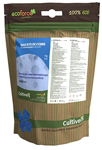 CULTIVERS Sulfato de Cobre cúprico CuSO de 1 kg Polvo Mojable. Multiples usos