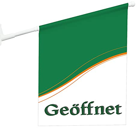 Vispronet Eisfahne Geöffnet Grün - 46x52 cm - inkl. Wandhalterung - beidseitig bedruckt - robuste Vinylplane