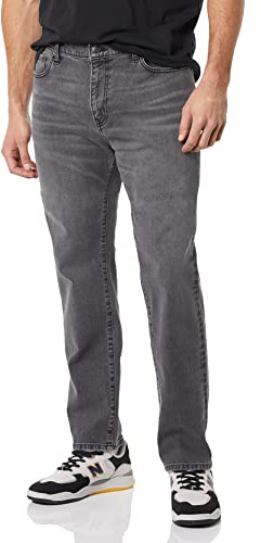 Amazon Essentials Men's Jeans atletisk passform, Tvättad grå, 42W / 32L