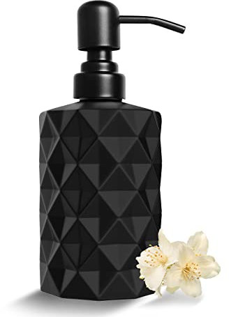 Ulable Handseifenspender 330 ml transparent Seifenspender für Badezimmer, Küchen, Hotel, Restaurant/öffentlicher Ort,Flüssigseifen-Spender aus Glas und Kunststoff (Mattschwarz)