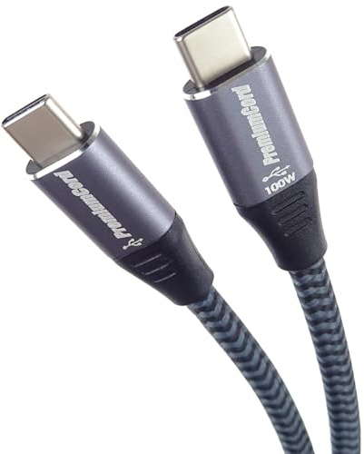 PremiumCord USB-C Verbindungskabel, Ladenkabel bis zu 5A, Leistung 100W, PD 3.0 / QC 4.0, Datenkabel bis zu 480 Mbit/s, USB 2.0 Typ C Stecker, Dreifache Abschirmung, Farbe schwarz, Länge 1,5m