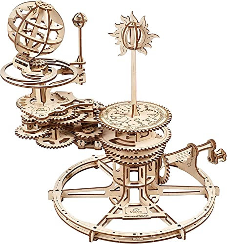 UGEARS Mechanisches Tellurion 3D-Puzzle – Vatertagsgeschenk, ERD- und Mond-Puzzle, 3D-Holzpuzzle für Erwachsene – Modellbausätze für Erwachsene zum Bauen – pädagogischer Sonnensystem DIY-Planetarium