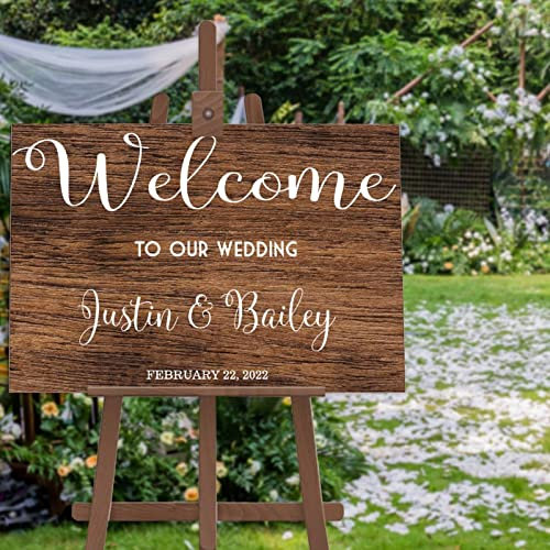 Panneau de bienvenue de mariage | Panneau de mariage en bois rustique personnalisé | Panneau de décoration de mariage | Panneau de bienvenue décoration de mariage 50,8 x 76,2 cm