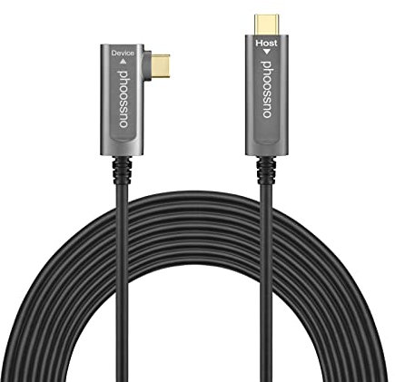 phoossno USB C to C Fiber Optical Cable USB 3.1Type C Angle Cable 10Gbps 33FT Compatible with Microsoft Azure Logitech Camera Aver &Vaddio & Barco ClickShare Touch Screen Kinect Intel RealSense