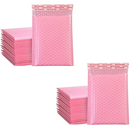 Trjgtas 100 Stück Schaumstoff-Umschläge, selbstklebend, gepolsterte Umschläge, mit Luftpolster-Versandtasche, Paket-Tasche, Rosa