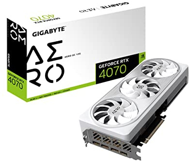 GIGABYTE GeForce RTX 4070 AERO OC 12GB Carte graphique - 12GB DDRX6 21Gbps 192bit, PCI-E 4.0, Core 2565Mhz, DisplayPort 1.4, HDMI 2.1a, NVIDIA DLSS 3, GV-N4070AERO OC-12GD