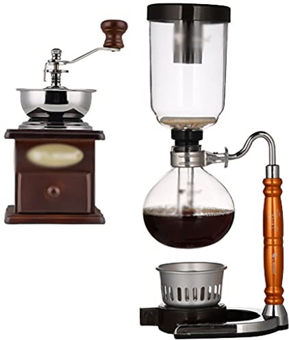 JITEM Kaffeemaschine Siphon Kaffeemaschine Manuelle Retro Vakuum Glas Siphon Topf Perkolatoren 3 Tassen Glas Tischplatte Siphon Kaffeemaschine für Kaffee oder Tee