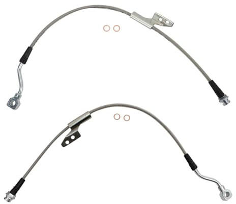 TRQ Front Performance Brake Hose Set Compatible with 1988-1999 Chevrolet C1500 1992-1999 C1500 Suburban 1988-1998 C2500 1992-1996 C2500 Suburban 1995-2000 Tahoe GMC Yukon