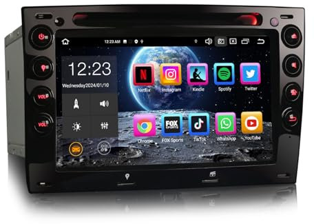 Erisin 7 pollici 8-Core Android 14 Autoradio Lettore DVD per Renault Megane 2 (2002-2008) Supporto Navigatore GPS Wireless CarPlay Android Auto DAB+ Bluetooth 5.0 DSP WiFi 4GB RAM+64GB ROM