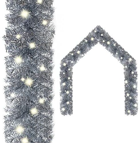 ARKEM Weihnachtsgirlande mit 20 m Silbern Christmas Decorations Weihnachtsgirlande Aussen
