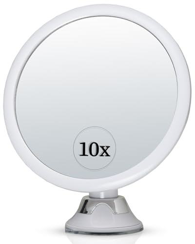 10x Magnifying Makeup Mirror with 360° Swivel Suction Cup - Magnified Make-up Mirror for Vanity and Travel - Portable and Non Lighted - 17cm x 17cm (Round)