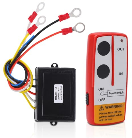 Kabelloser Seilwinden-Fernbedienungsschalter, Universelles 12 V 24 V Elektrisches Fernbedienungsschalter-Controller-Set Mit Empfänger Für LKW, ATV, SUV(Rot)