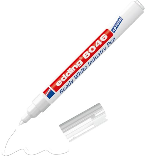 edding 8046 Ready White Industry Pen Permanentmarker blickdicht blickdicht blickdicht 1,0-3,0 mm Strichstärke Marker für Handbeschreibung