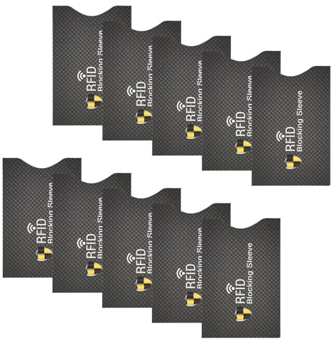 Catime 10 Stück RFID Blocker Kartenhülle, RFID Schutzhülle Kreditkarten, Diebstahlsichere Kartenschutz, Sicherheitshülle für EC-Karten, Ausweisschutz für Damen Herren Bankkarten VisaAusweis (Schwarz)