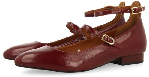 GIOSEPPO Ballerine Merceditas Pelle Effetto Vernice KALSEN, Bordeaux, 38 EU