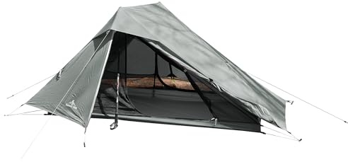 Nature Link Altair Two Ultralight Trekking Pole Backpacking Tent, Waterproof SIL Nylon, Double Wall, 3 Season, 2 Person Shelter for Backpacking, Hiking, Camping, Trekking, Bushcraft, TEA GREEN