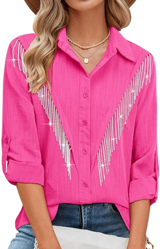 MYMORE Womens Western Fringe Shirt Top Dolly Cowgirl Parton Outfit Costume