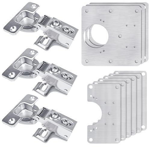 3 Stk Schranktürscharniere, Schrankscharnier Reparaturplatte Set zur Reparatur loser, durchhängender Schranktüren, Scharnier Reparaturplatten für alle Haushaltsschränke, Türreparaturset Enthält (9