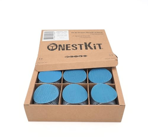 OnEstKit Coffret de 300 disques de poncage Ø 50mm pour plateau de ponçage pour perceuse, mini disque abrasif en Oxyde d’Aluminium grossier à fin grain P80 à P400 pour poncer en Tournage sur bois