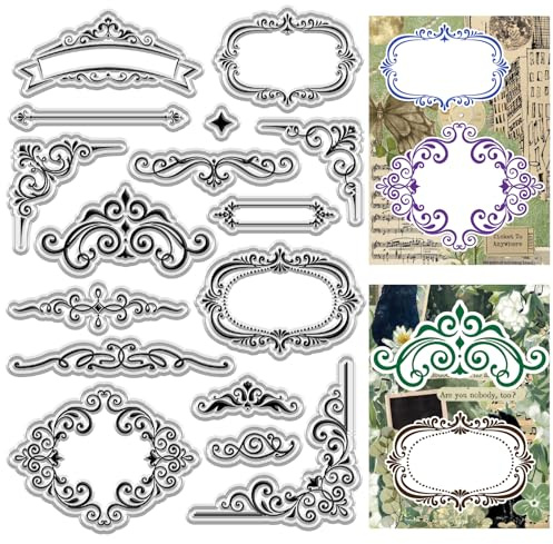 craspire Vintage Borders Klare Stempel Trennlinie Wiederverwendbarer Transparenter Silikonstempel Europäischer Stil Randkantensiegel Poststempel Für Die Erstellung von Journalen Und Karten DIY