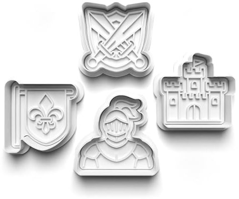 Cookie Cutters Set 4 PCS Medievil Knights & Castles Cookie Stamp Cookie Cutter Mould Dough Fondant for Kid DIY Cookie Making