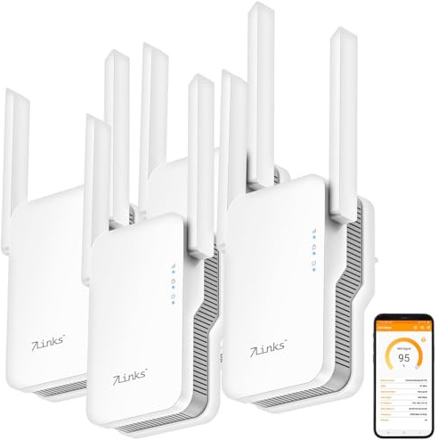 7links Router: 4er-Set WiFi-6-Dualband-Repeater, bis 3.000MBit/s, WLAN-Mesh, LAN-Port (Dual-Repeater, Steckdosen, Expander)
